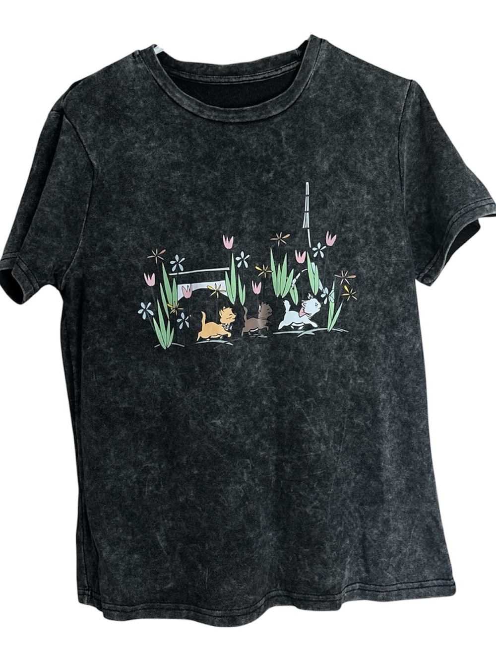 Disney aristocrats graphic black washed t-shirt